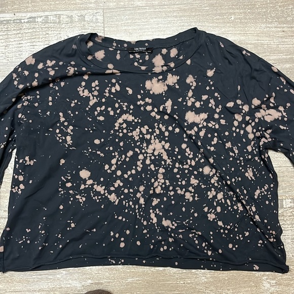 Zara bell sleeve top, L, gray and bleach - Picture 3 of 7